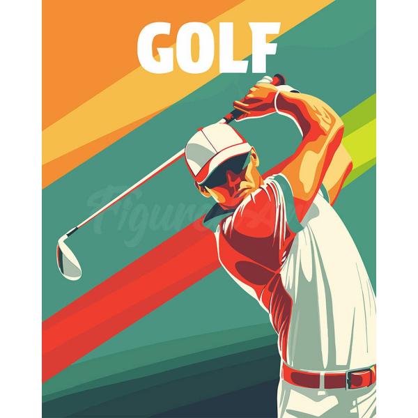 Peinture au numéro : Affiche sportive Golf  - toile tendue sur châssis - FiguredArt-FA10287-Y