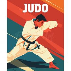 Peinture au numéro : Affiche sportive Judo  - toile tendue sur châssis