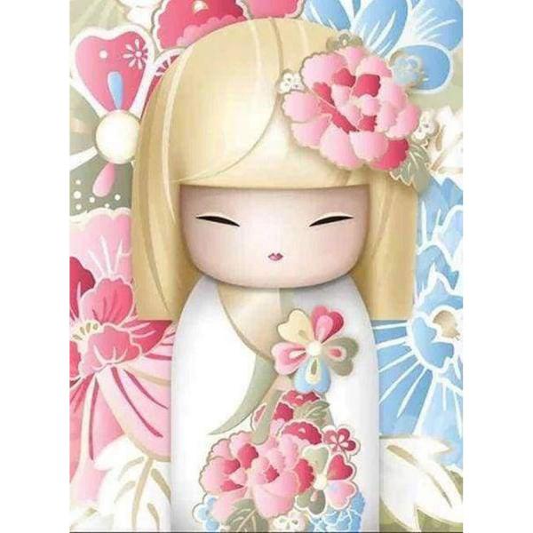 Broderie diamant : Poupée asiatique - sans chassis en bois - FiguredArt-DP-572