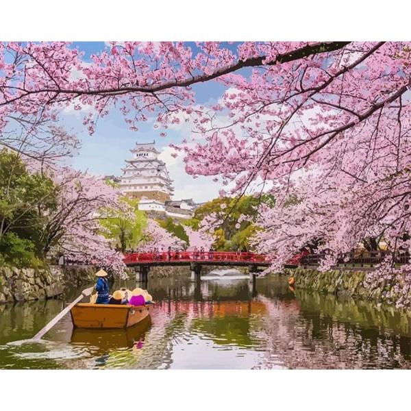 Peinture au numéro : Fleurs de cerisiers au Japon  - sans châssis en bois - FiguredArt-PN2135
