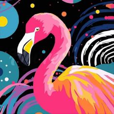Mini Diamond Painting DP-SFA100-Y Flamingo Abstract Pop Art 25x25 round diamond framed canvas - alre