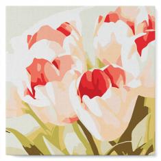 Mini Paint by numbers Blooming Tulips - already stretched on a wooden frame