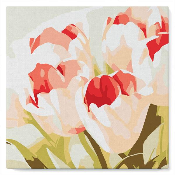 Mini Paint by numbers Blooming Tulips - already stretched on a wooden frame - FiguredArt-SFA061-Y