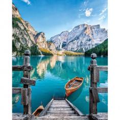 Malen nach Zahlen Boot auf einem Bergsee - ohne Keilrahmen