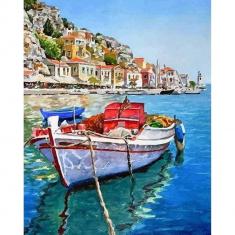 Pintura por números:Barco amarrado en el puerto  - sin marco de madera
