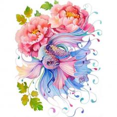 Malen nach Zahlen Blumen und Fische - ohne Keilrahmen