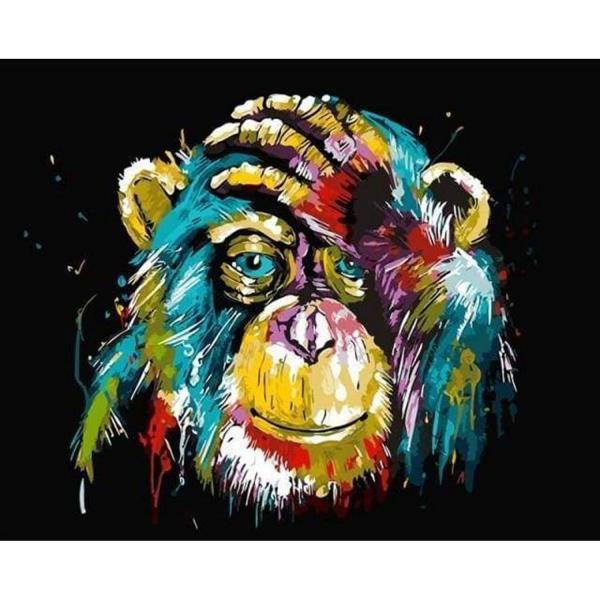 Peinture au numéro : Babouin Pop Art - sans châssis en bois - FiguredArt-PN046