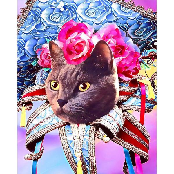 Peinture au numéro : Chat Mardigras - sans châssis en bois - FiguredArt-FA10096
