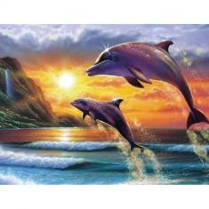 Diamond Painting Dolphins at sunrise - without frame