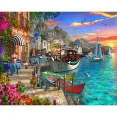 Paint by numbers Beautiful harbor in the mediterranean sea - without frame