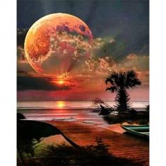Paint by numbers Full Moon and beach front - without frame