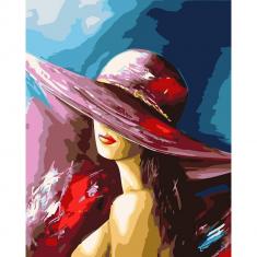 Paint by numbers Attractive woman with hat - without frame
