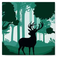 Mini Paint by numbers Deer in the Forest - already stretched on a wooden frame