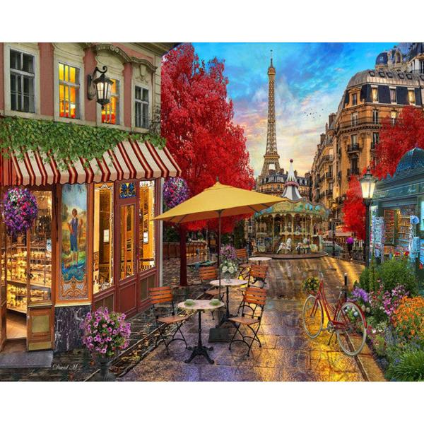 Peinture au numéro : Terrasse à Paris - sans châssis en bois - FiguredArt-FA10052