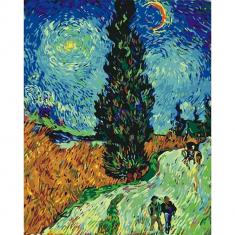 Paint by numbers Van Gogh - Road with Cypress and Star - without frame