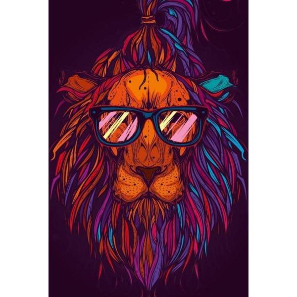 Peinture au numéro : Lion à lunettes  - sans châssis en bois - FiguredArt-PN2036