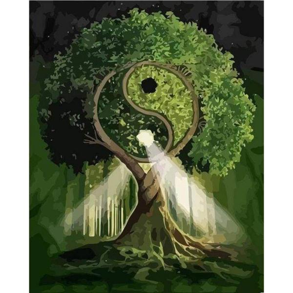 Peinture au numéro : Arbre Yin et Yang  - sans châssis en bois - FiguredArt-PN1757
