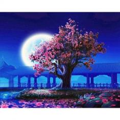 Paint by numbers Tree and large moon - without frame