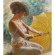 Paint by numbers Sexy woman with Umbrella - without frame