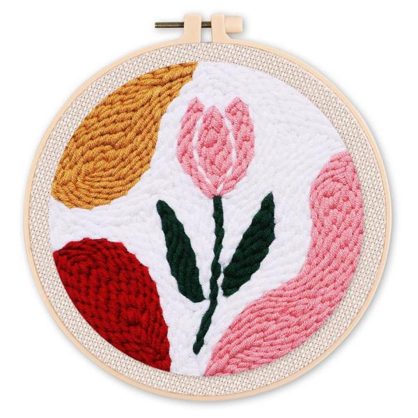 Punch Needle : Tulipe prête à éclore  - avec cadre - FiguredArt-CCX222