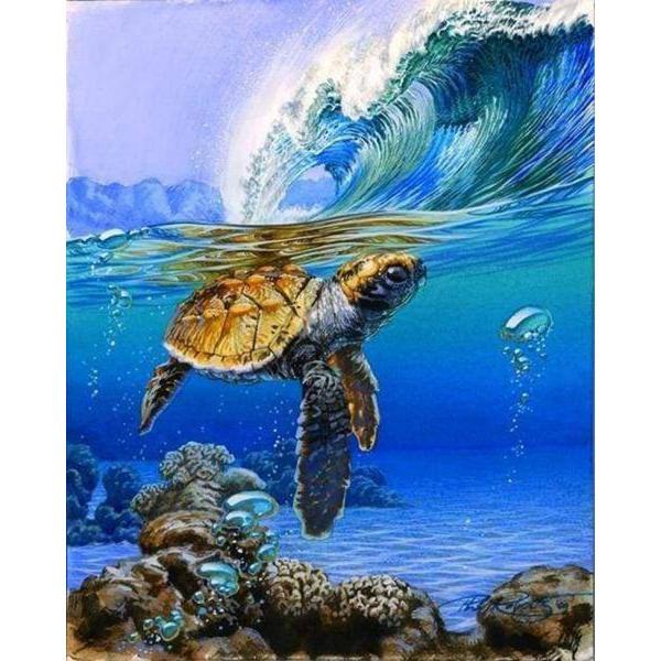 Peinture au numéro : Tortue marine  - sans châssis en bois - FiguredArt-PN1468