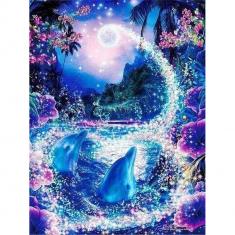 Diamond Painting Leinwand Delfine und verzauberter Fluss - ohne Keilrahmen