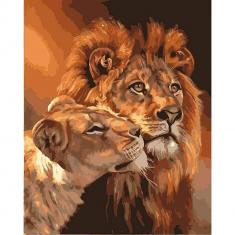 Paint by numbers Lion and Lioness Couple - without frame