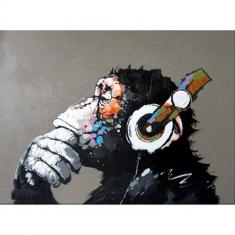 Paint by numbers Monkey wearing headphones - without frame