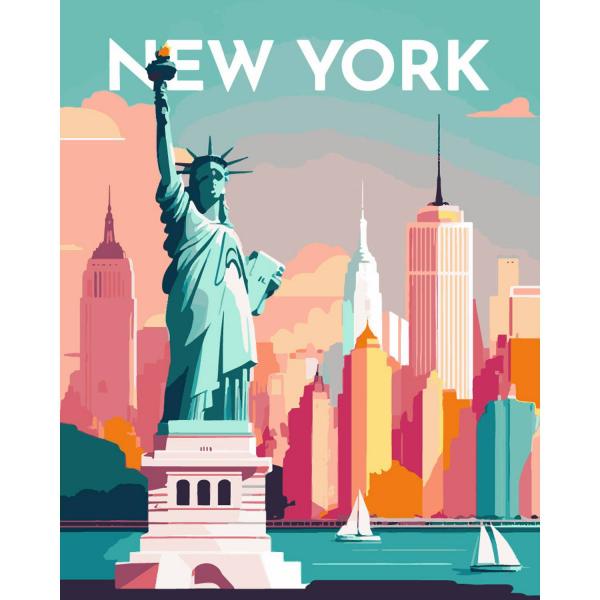 Peinture au numéro : Affiche Vintage New York - sans châssis en bois - FiguredArt-FA10171