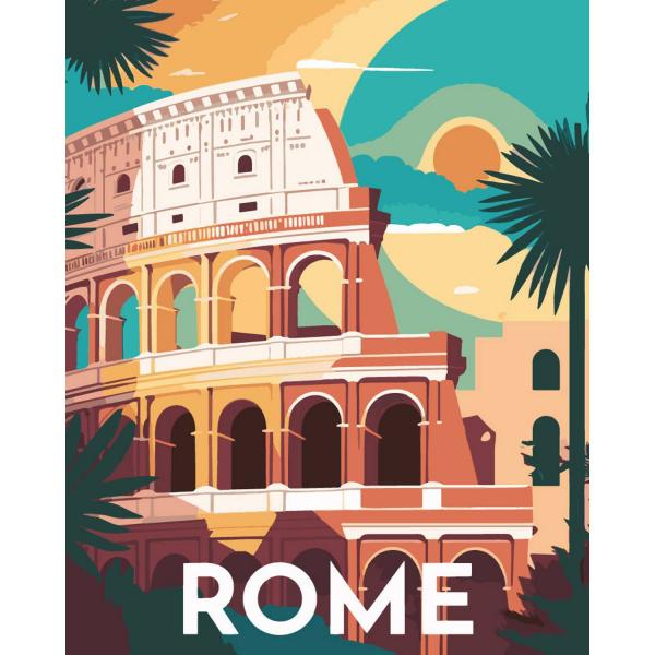 Peinture au numéro : Affiche Vintage Rome - sans châssis en bois - FiguredArt-FA10151