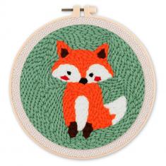 Punch Needle Kit - Fox - with circular frame