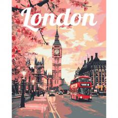 Peinture au numéro : Affiche de voyage Londres en fleurs  - sans châssis en bois