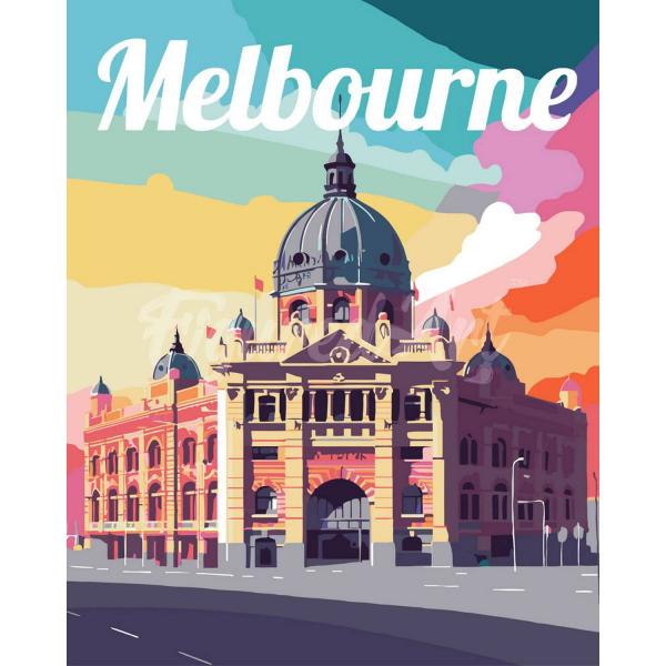 Peinture au numéro : Affiche de voyage Melbourne  - sans châssis en bois - FiguredArt-FA10259