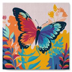 Mini peinture au numéro : Papillon Tropical  - toile tendue sur chassis