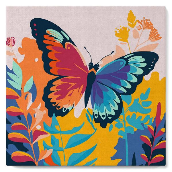 Mini peinture au numéro : Papillon Tropical  - toile tendue sur chassis - FiguredArt-SFA102-Y