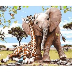 Paint by numbers Elephant & Giraffe friends - without frame