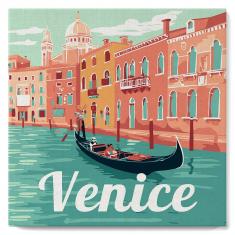 Mini Malen nach Zahlen - Reiseplakat Venedig - mit Rahmen