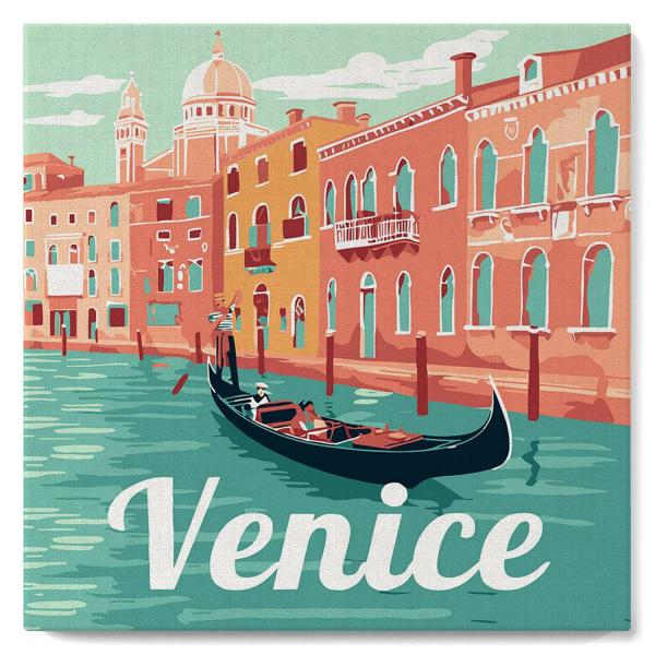 Mini peinture au numéro : Gondoles à Venise  - toile tendue sur chassis - FiguredArt-SFA150-Y