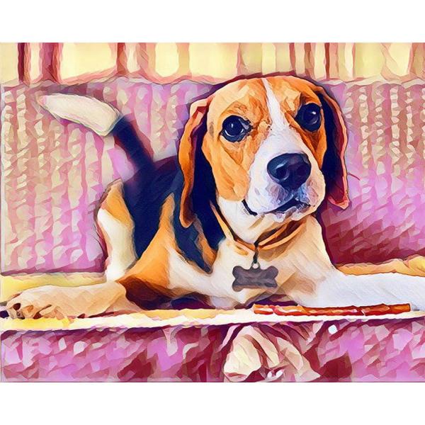 Broderie diamant : Beagle Mignon - sans chassis en bois - FiguredArt-DP-FA10093