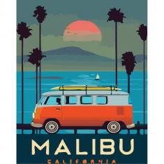 Paint by numbers Travel Poster Malibu California - without frame