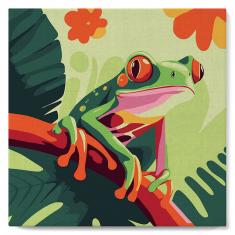 Mini peinture au numéro : Rainette Tropicale aux Yeux Rouges  - toile tendue sur chassis
