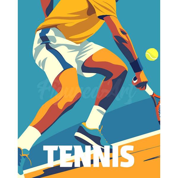 Peinture au numéro : Affiche sportive Tennis  - sans châssis en bois - FiguredArt-FA10292