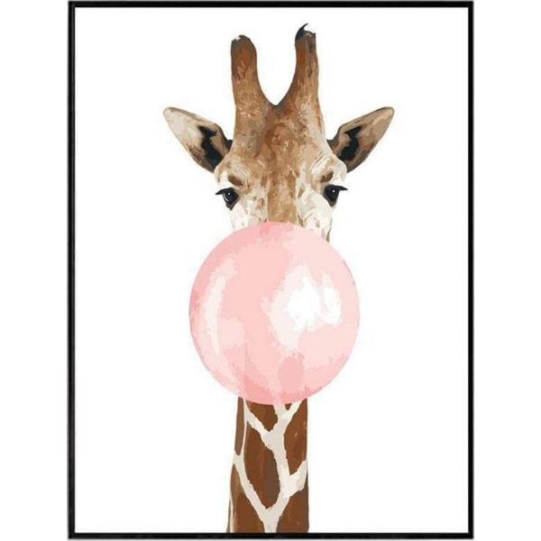 Peinture au numéro : Girafe et Chewing gum - sans châssis en bois - FiguredArt-PN2057