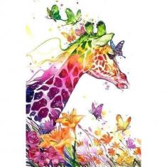 Broderie diamant : Girafe colorée - sans chassis en bois