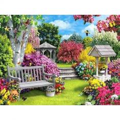Diamond Painting Nice Garden - already stretched on a wooden frame