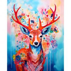 Diamond Painting Colourful Deer in Bloom - without frame