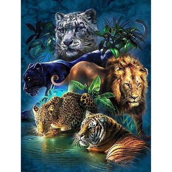 Broderie diamant : Animaux de la Jungle  - toile tendue sur chassis - FiguredArt-DP-006-Y