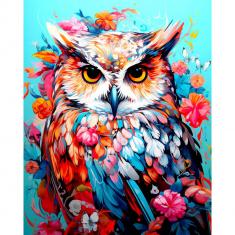 Diamond Painting Colourful Owl in Bloom - without frame