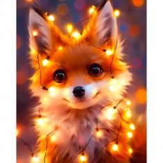 Diamond Painting Little Fox with light bulbs - without frame