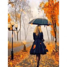 Diamond Painting Woman in the Rain - already stretched on a wooden frame